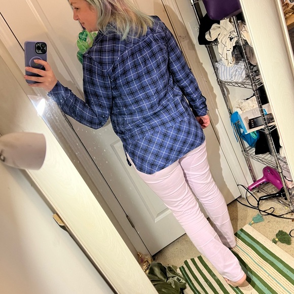 J JILL PLAID TUNIC BUTTON DOWN SHIRT TOP S TOO CUTE LONG EUC - Picture 3 of 13